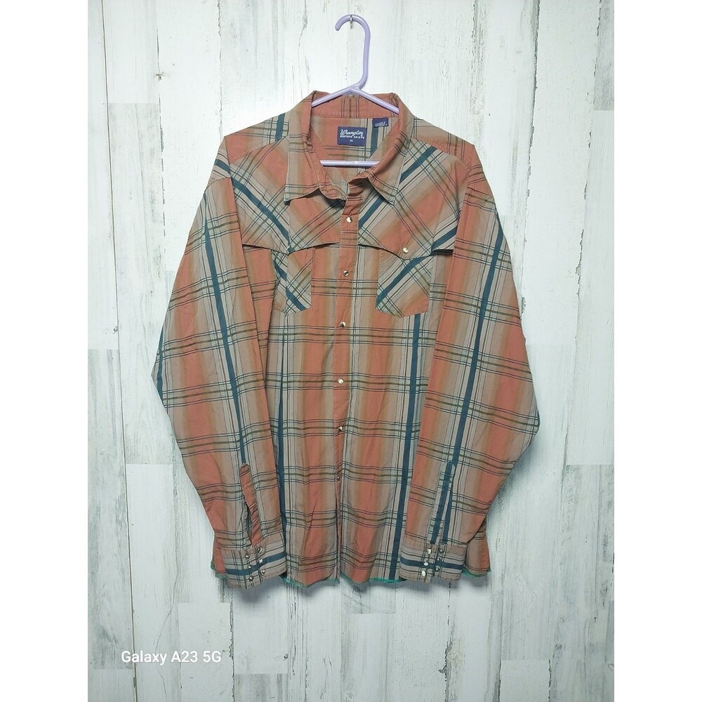 Wrangler Western Shirt XXL Plaid Pearl Snap